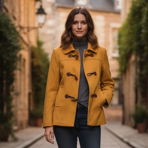 Outback Red Jackets & Blazers - OUTBACK RED Vintage Duffle Coat S 19” p2p Mustard EUC